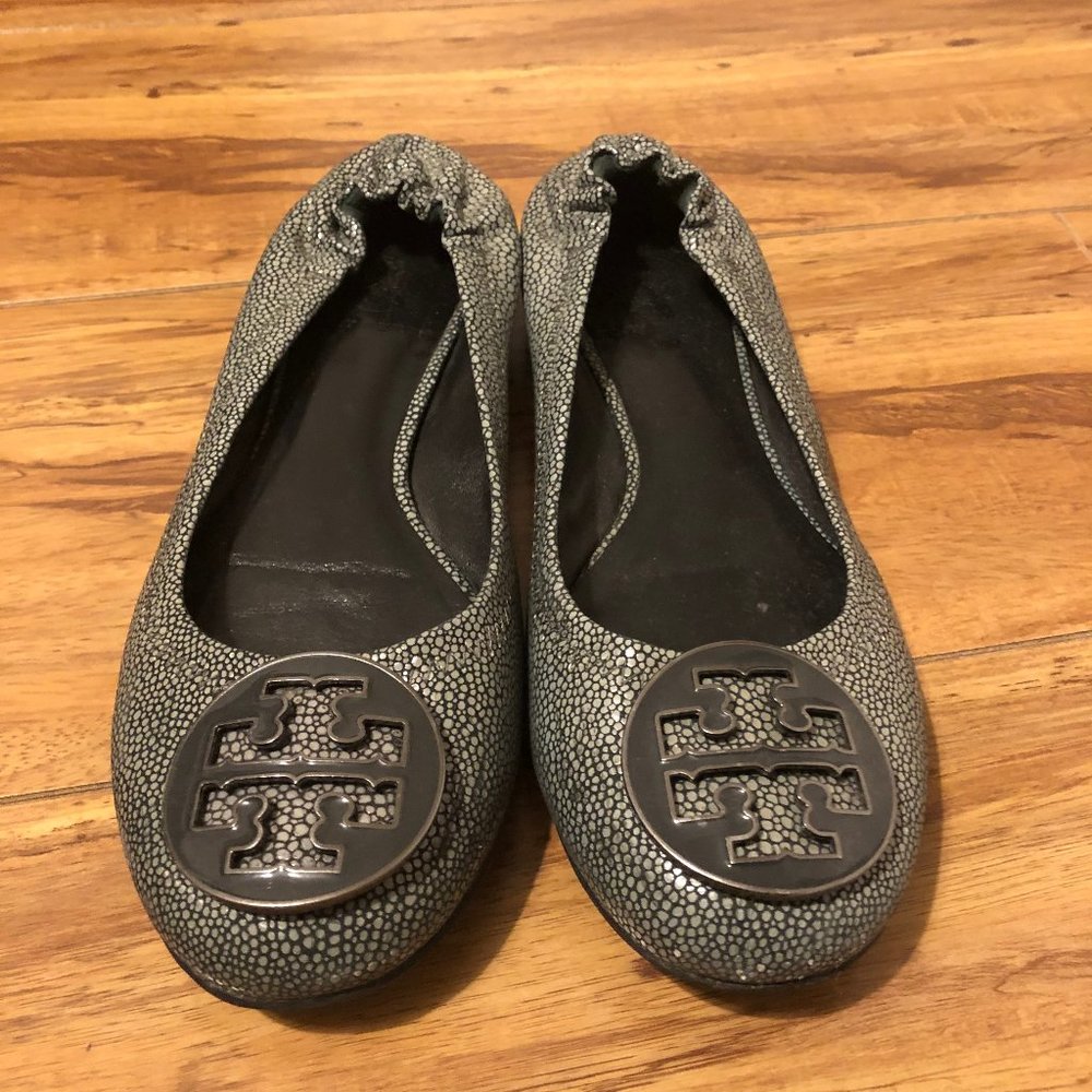 Tory Burch Blue/Grey Reva Flats - Size 6.5